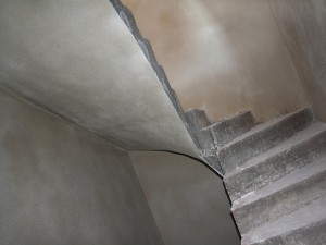 Treppenhaus, verputzt